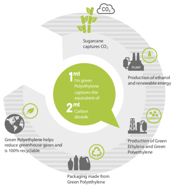 infographic showing the production our sustainable ploythene